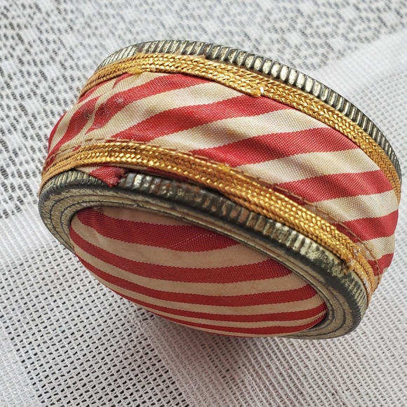 Vintage Ball Canning Jar Lid Pin Cushion Handmade Red White Stripe Dual Sided - Picture 8 of 9